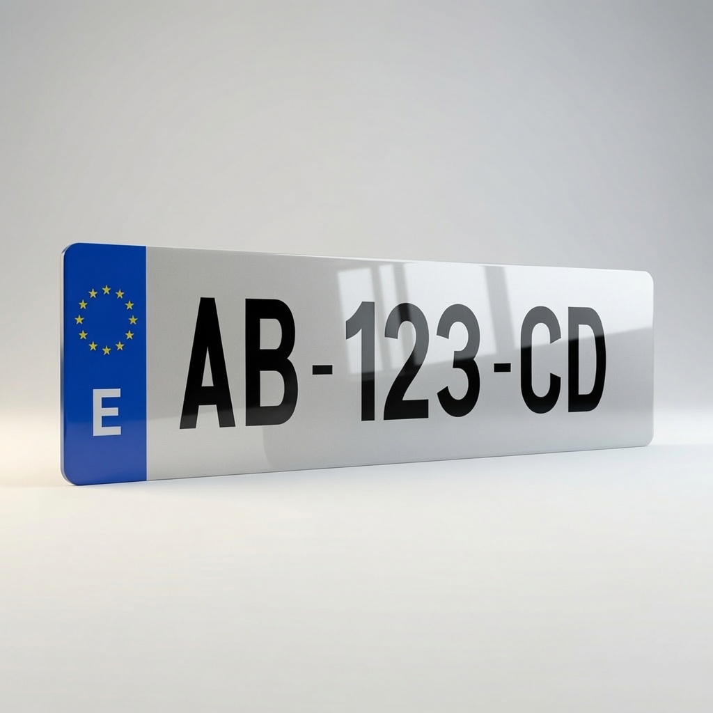 Plaque Immatriculation Espagne - E dans eurobande et sigle UE