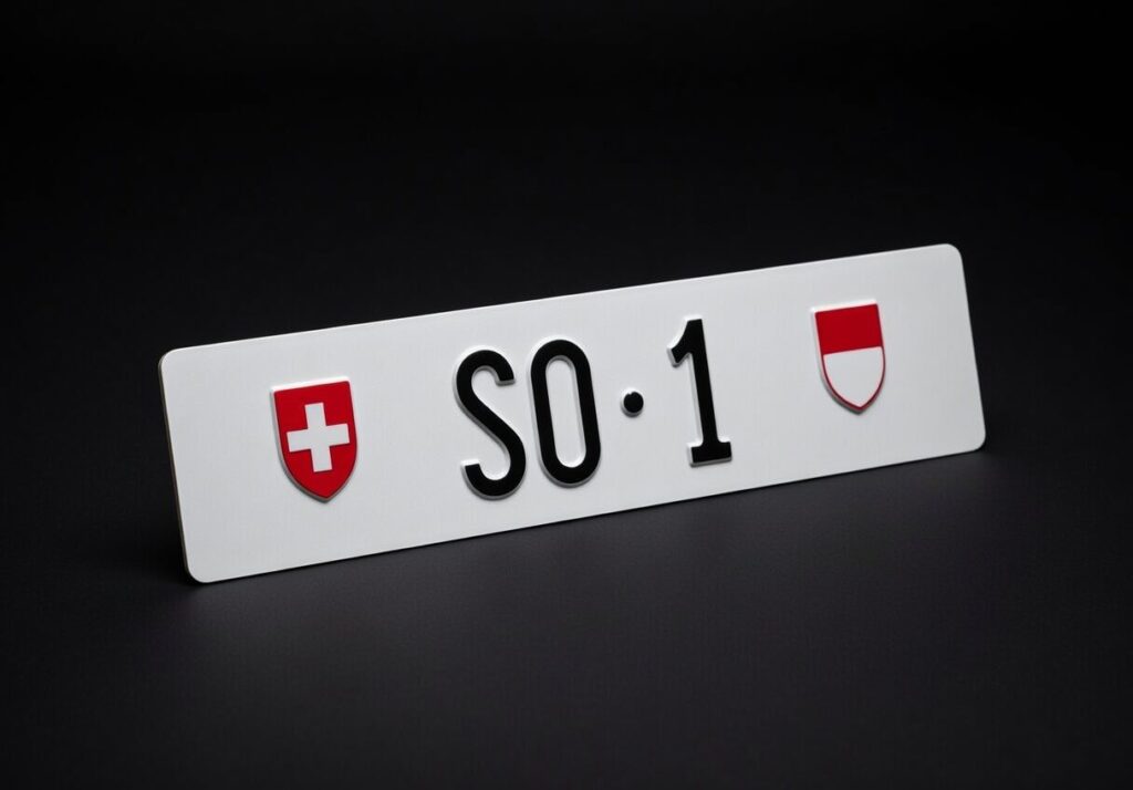 Plaque d'immatriculation suisse SO 1 du canton de Soleure vendue 400000 euros lors d'ine vente aux enchères.