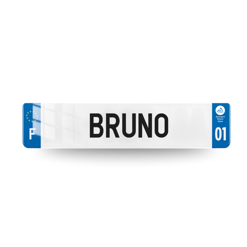 plaque personnalisée prenom - bandes bleues SIV