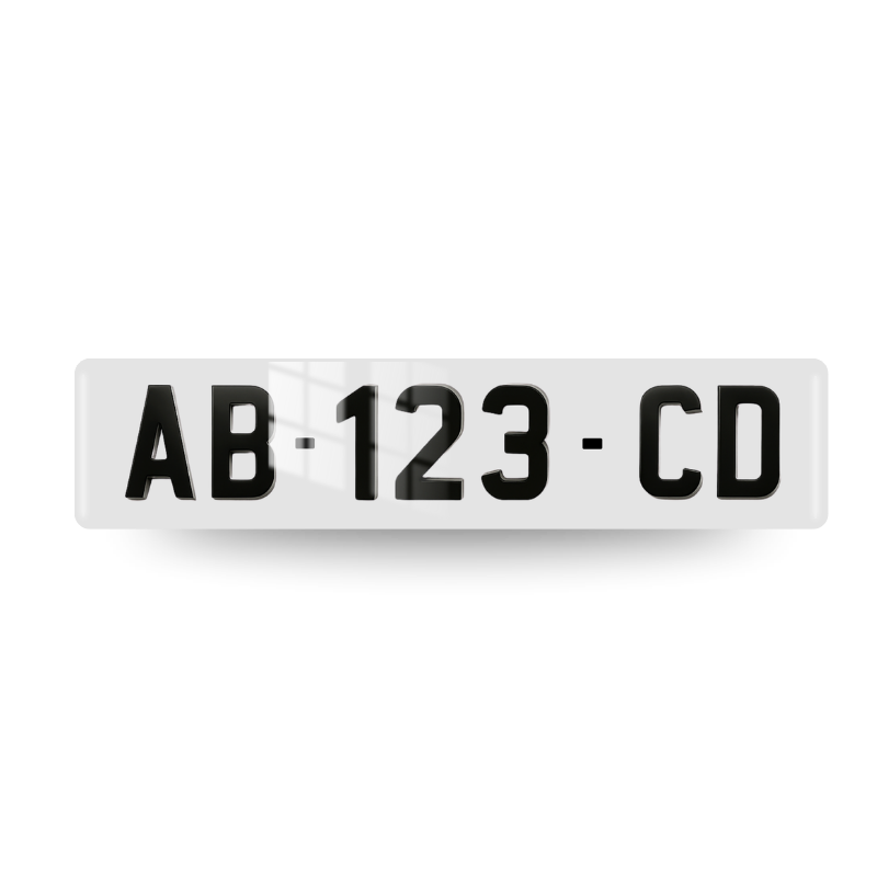 Plaque Immatriculation 4D AUTO FULL WHITE - lettrage 4D