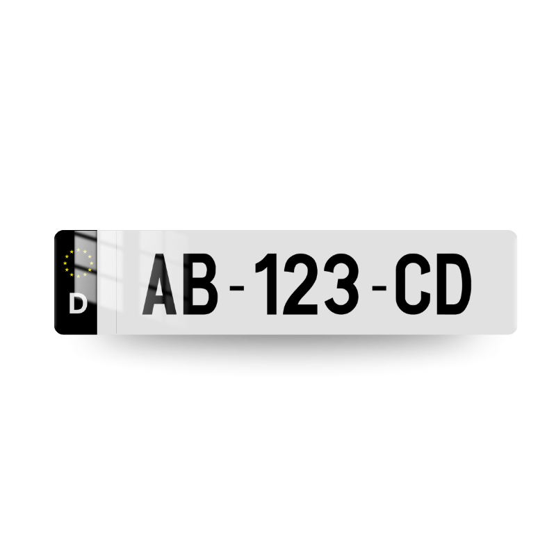 Plaque Immatriculation Allemagne D - Europe Or - avec eurobande noire unique