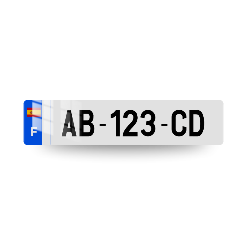 Plaque E Drapeau - plaque immatriculation espagne avec drapeau espagnol côté gauche - 1 eurobande