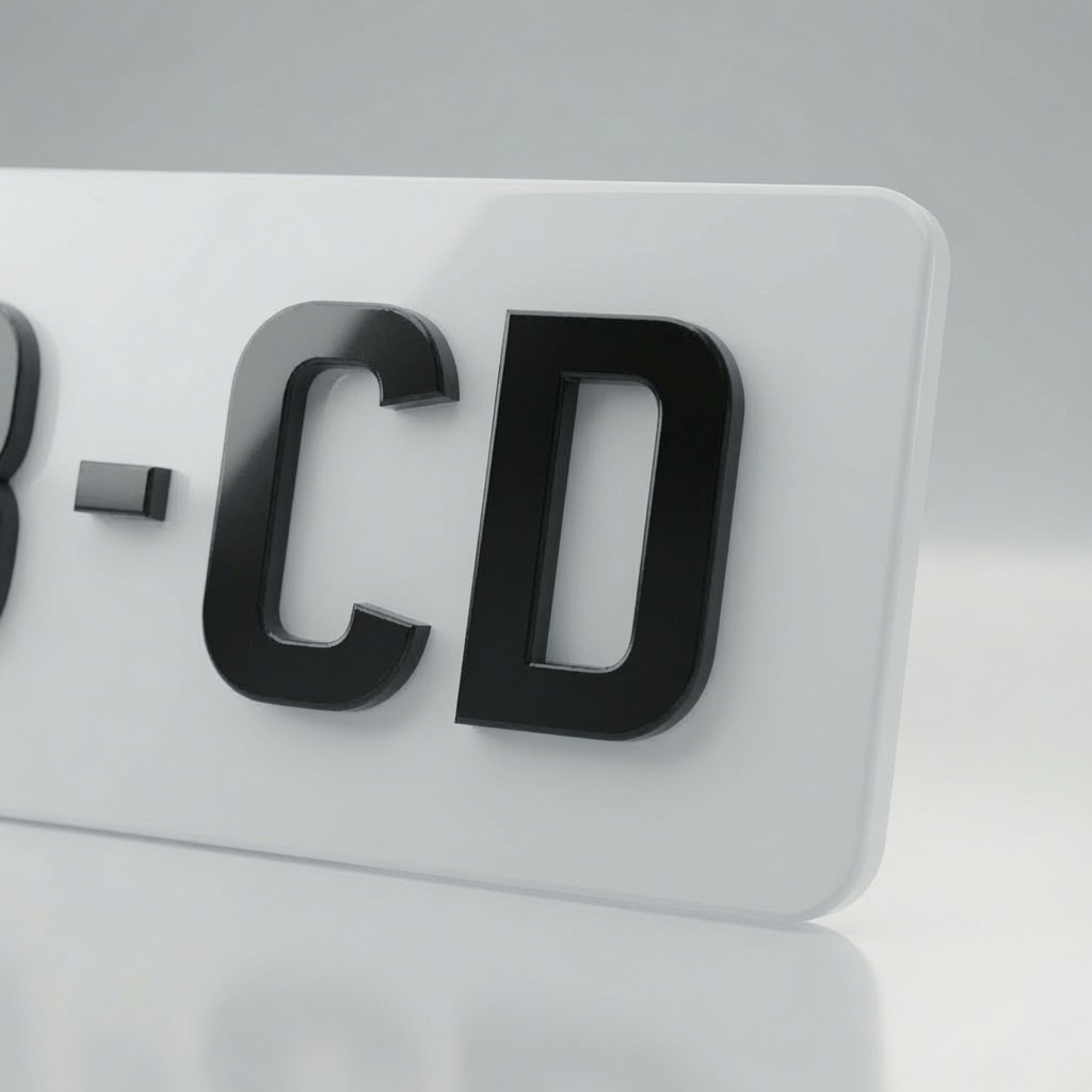 Plaque Immatriculation 4D AUTO FULL WHITE - lettrage 4D - zoom