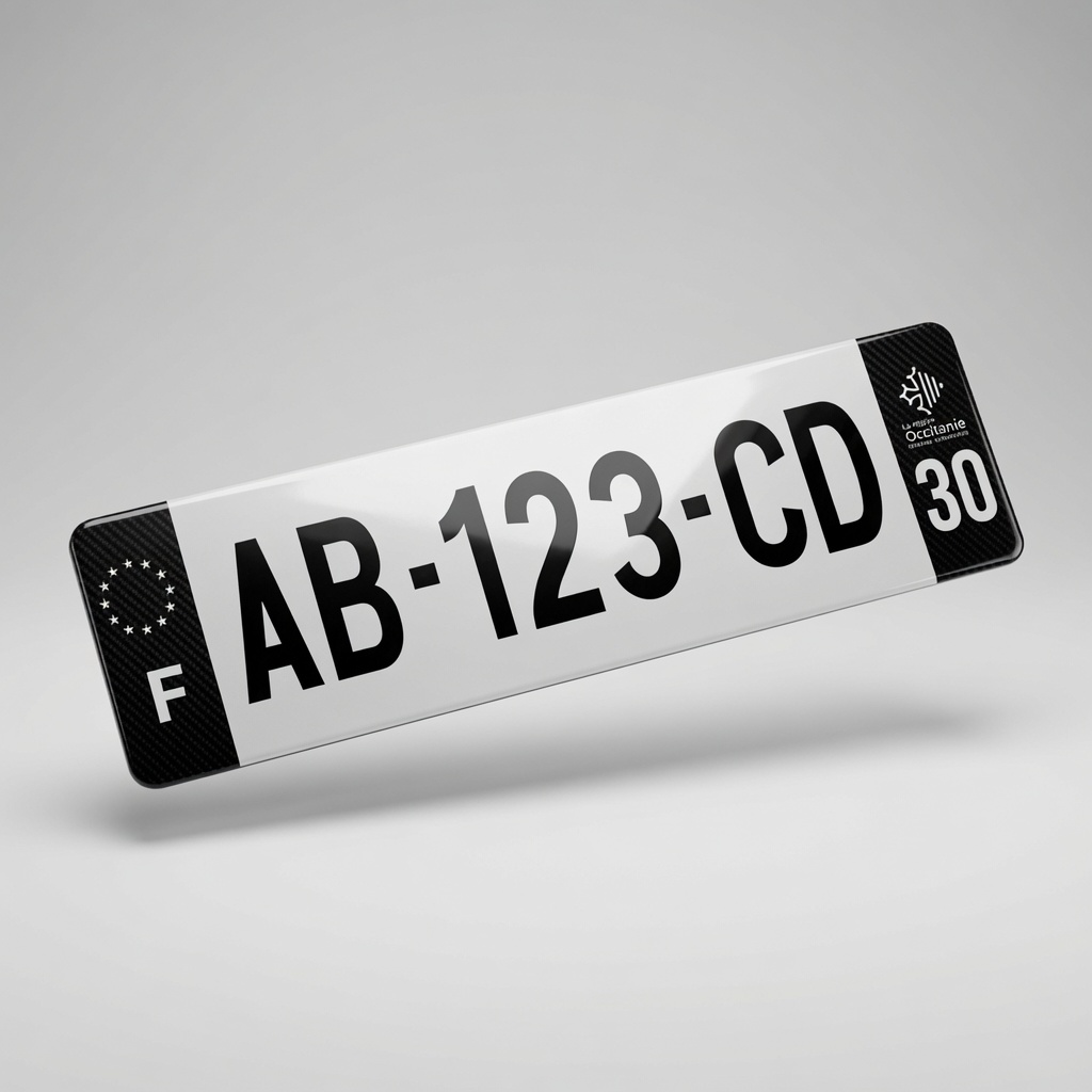 Plaque effet carbone noire - format auto - shooting