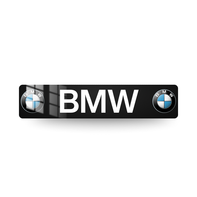 Plaque Immatriculation BMW - Carbone Noir - Double Logo