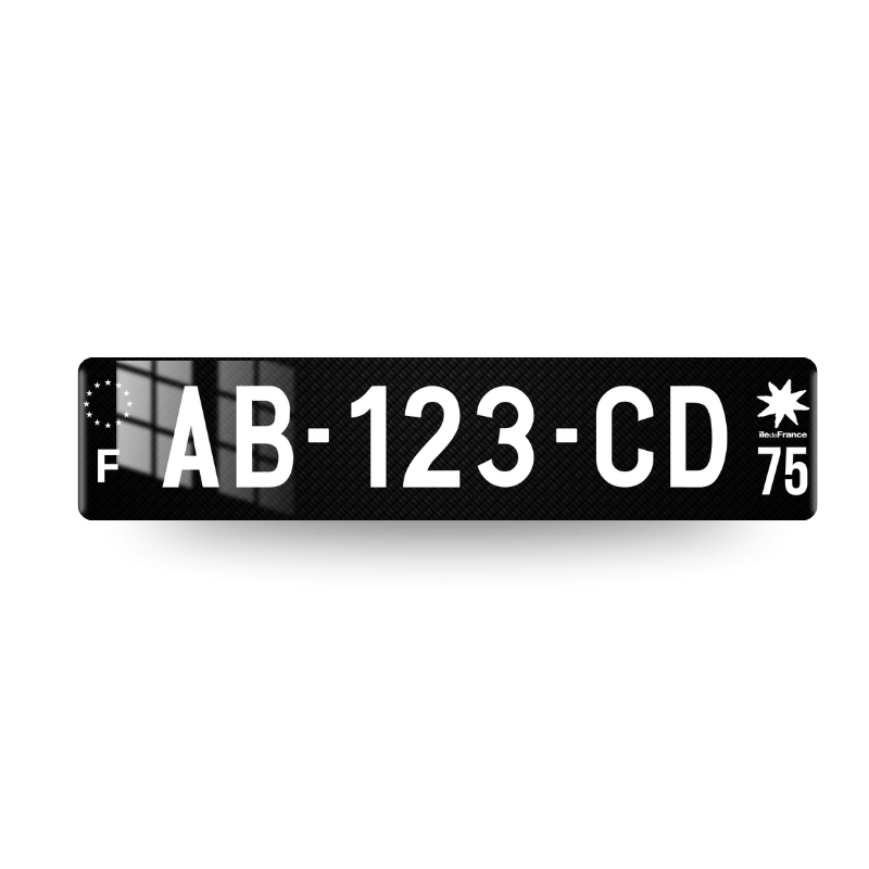 Plaque Immatriculation VOITURE – Full Carbone Noir – 520×110