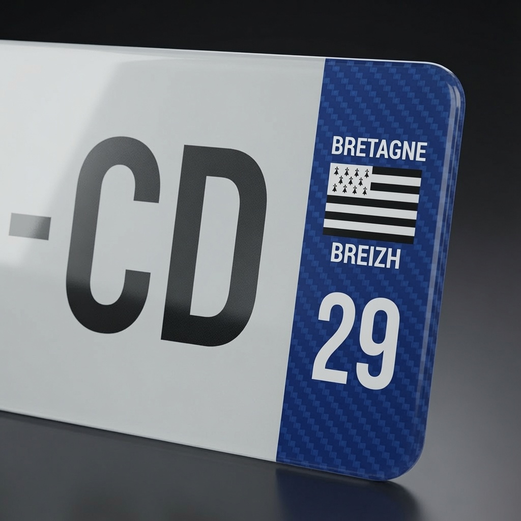 Plaque effet carbone - côtés bleus texturés carbone - zoom