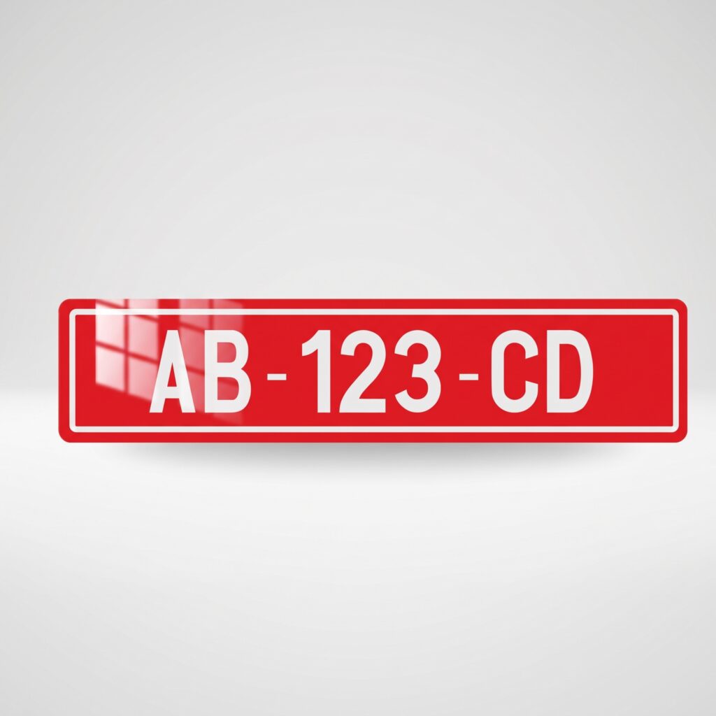 PLAQUE IMMATRICULATION ROUGE GEX ZONE FRANCHE face