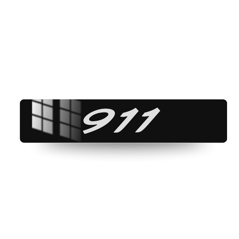 Plaque d'immatriculation décorative Porsche 911, lettres blanches sur fond noir