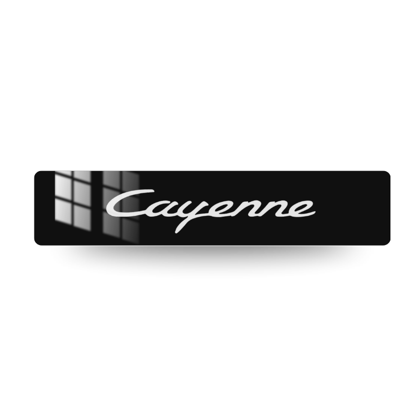 Plaque d'immatriculation décorative Porsche Cayenne, lettrage blanc sur fond noir