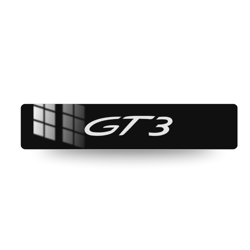 Plaque d'immatriculation décorative Porsche GT3, lettres blanches sur fond noir
