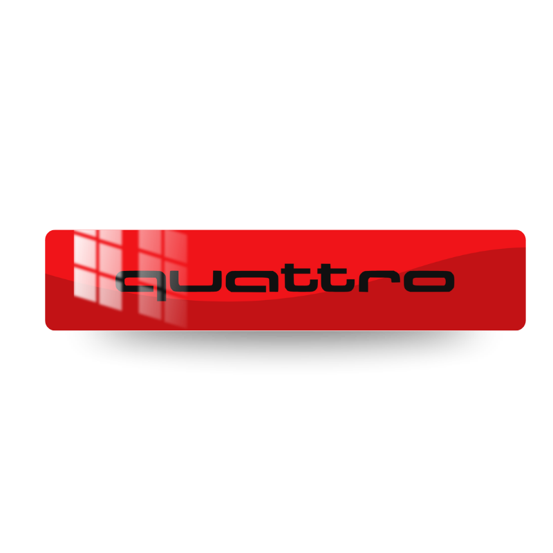 Plaque d'immatriculation décorative Audi Quattro Rouge, logotype quattro noir sur fond rouge brillant