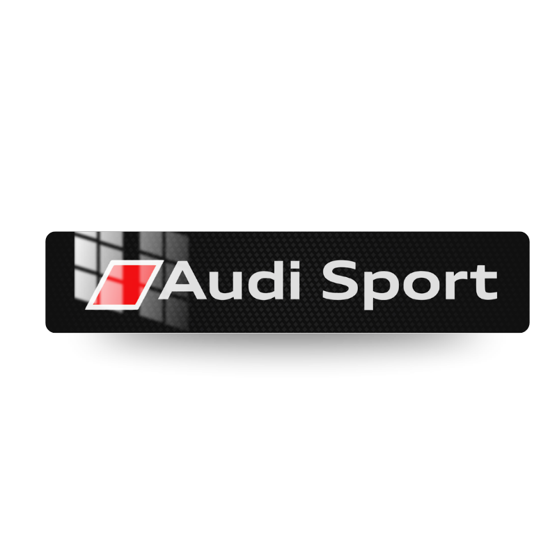 Plaque d'immatriculation décorative Audi Sport Carbone 2, inscription Audi Sport et parallélogramme blancs sur fond carbone noir