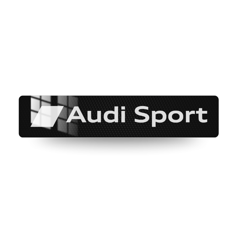 Plaque d'immatriculation décorative Audi Sport Carbone 1, inscription Audi Sport blanche avec parallélogramme rouge sur fond carbone noir