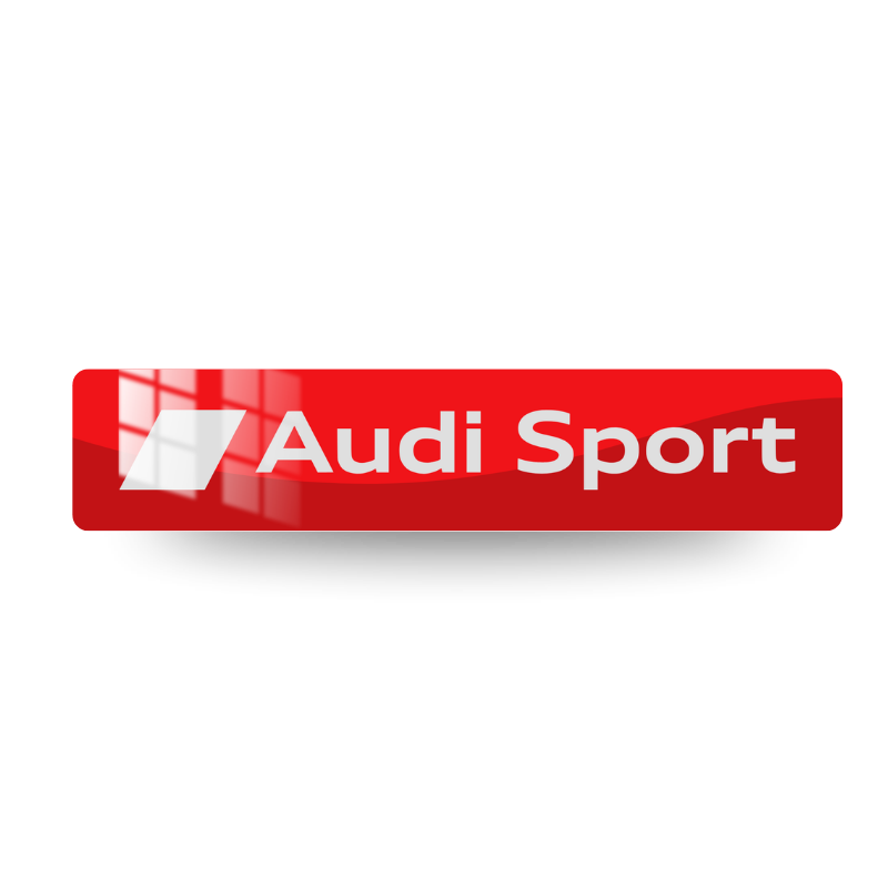 Plaque d'immatriculation décorative Audi Sport Rouge, inscription Audi Sport et parallélogramme blancs sur fond rouge brillant