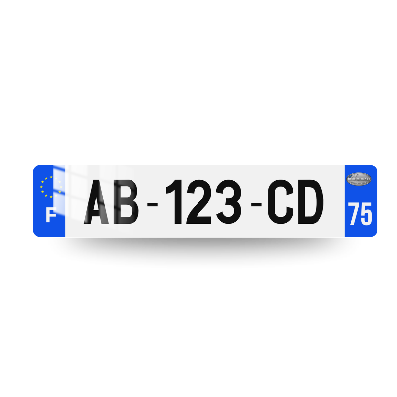 Plaque immatriculation PAGANI côtés bleus - logo 2